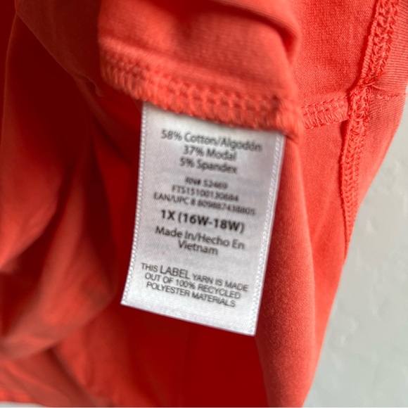 Terra & Sky Women's Plus Core V-Neck Short Sleeve Tee Size 1X (16W-18W) Orange - Picture 11 of 12